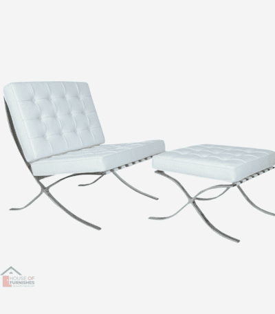 White Barcelona Chair Ottoman