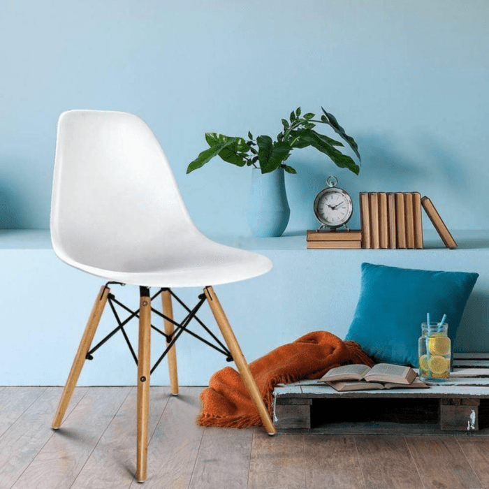 White Eames Style DSW Dining Chairs: Modern Sophistication Mid Century Modern Dining Side Chair White Mid Century Modern Dining Side Chair