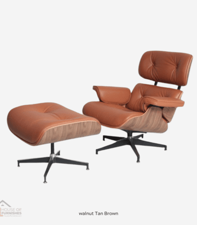 Eames Lounge Chairs - Walnut Wood - Tan Brown Finish | Available in the UK