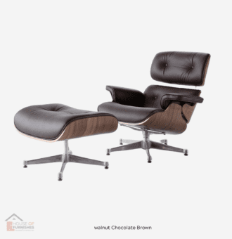 Classic Walnut Wood Lounge Chair & Ottoman Set - Warm Brown Finish | Available in the UK