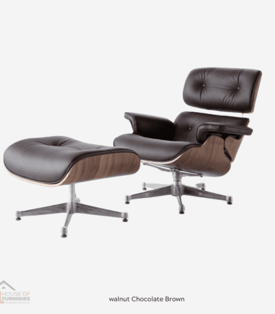 Classic Walnut Wood Lounge Chair & Ottoman Set - Warm Brown Finish | Available in the UK