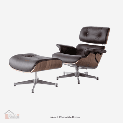 Classic Walnut Wood Lounge Chair & Ottoman Set - Warm Brown Finish | Available in the UK