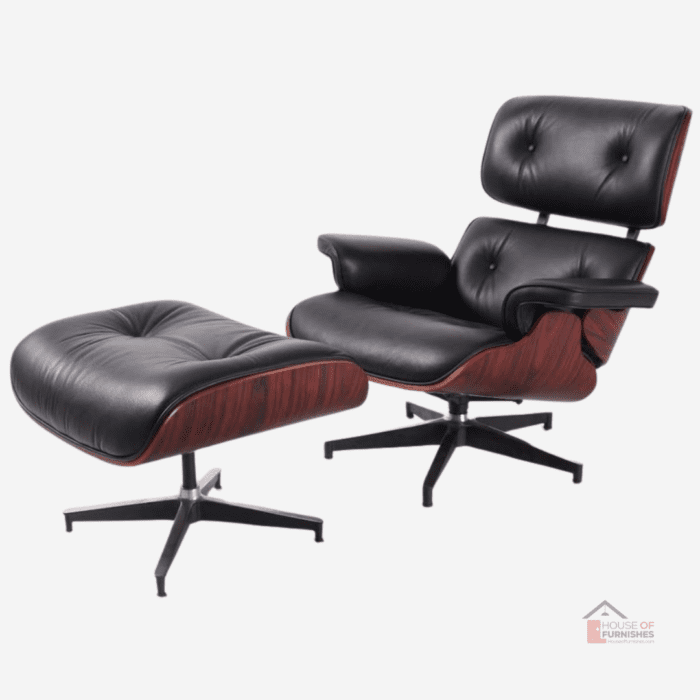 Contemporary Black Lounge Chair & Ottoman