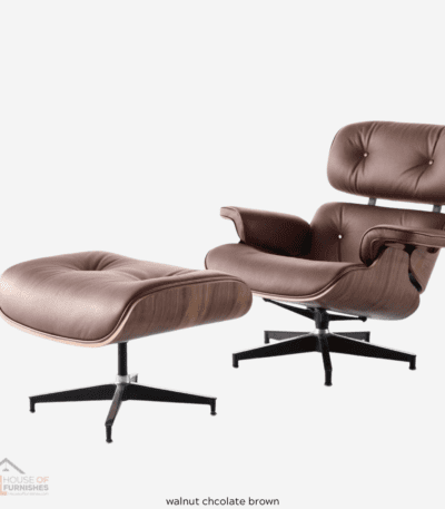 Classic Walnut Wood Lounge Chair & Ottoman Set - Warm Brown Finish | Available in the UK