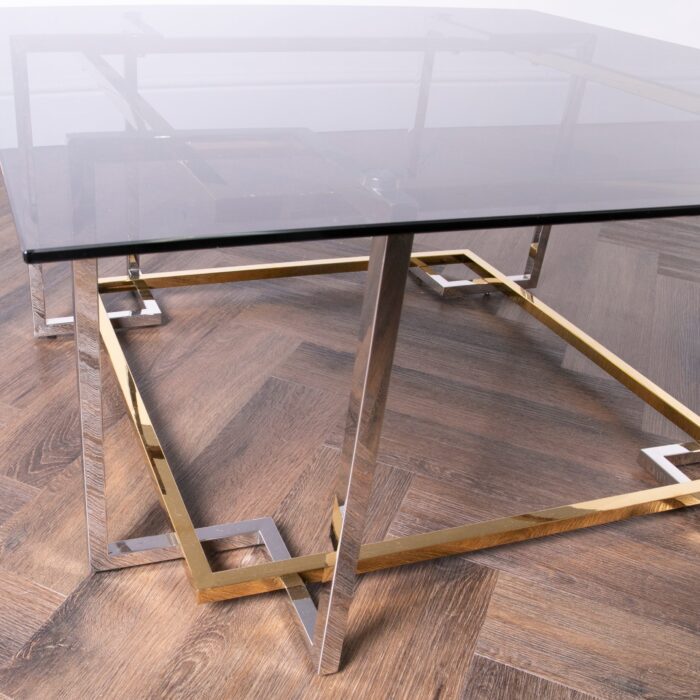 Bullion Gold Coffee Table with Decorative Books and Vase