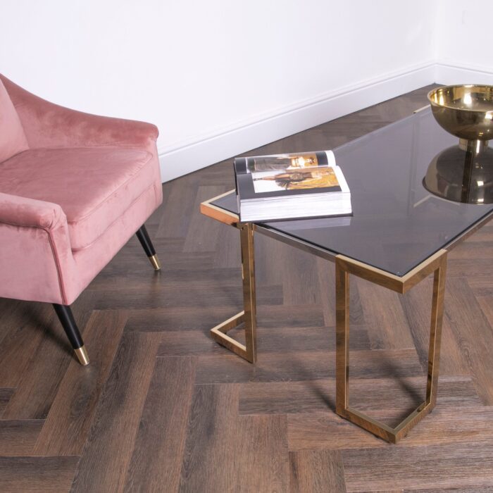 Domus Gold Coffee Table with Decorative Books and Vase