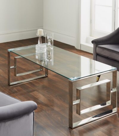 Milano Silver Plated Coffee Table in Modern Living Room Setting