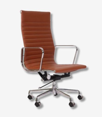 Tan Brown Eames Style EA119 High Back Thin Pad Ribbed Office Chair