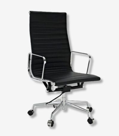 Black Eames Style EA119 High Back Thin Pad Ribbed Office Chair