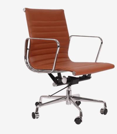 Tan Eames Style EA117 Low Back Thin Pad Ribbed Office Chair