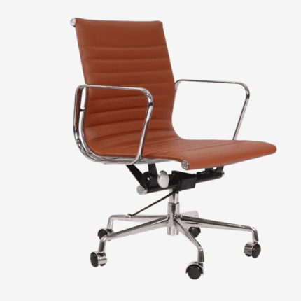 Tan Eames Style EA117 Low Back Thin Pad Ribbed Office Chair