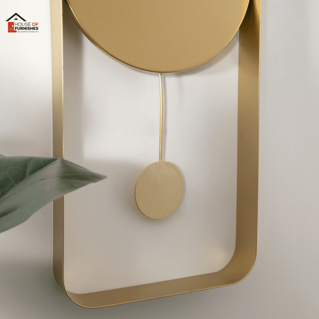 Close-up of Modern Gold Metal Wall Clock