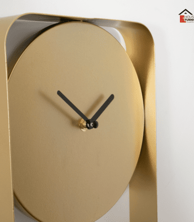 Modern Gold Metal Wall Clock Hanging on White Wall