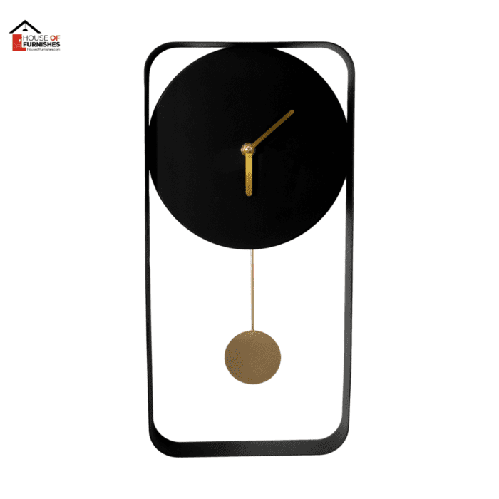 Matte Black Metal Wall Clock with Gold Details as Office Accent