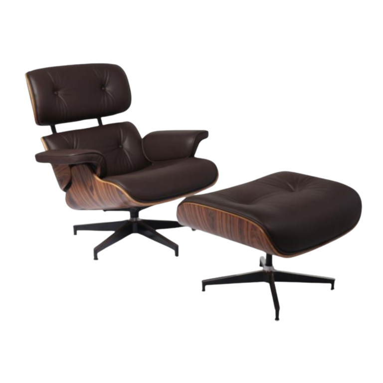 Lounge Chair Charles Eames in Rosewood & Brown Leather with Ottoman – Mid-Century Classic