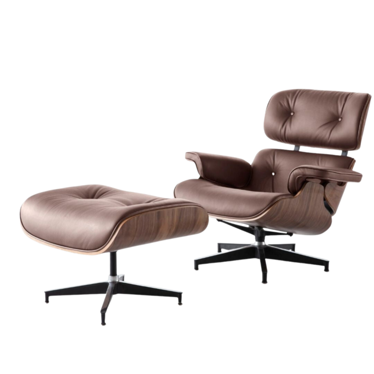 Charles Eames Lounge Chair Replica – Brown Leather & Walnut Wood