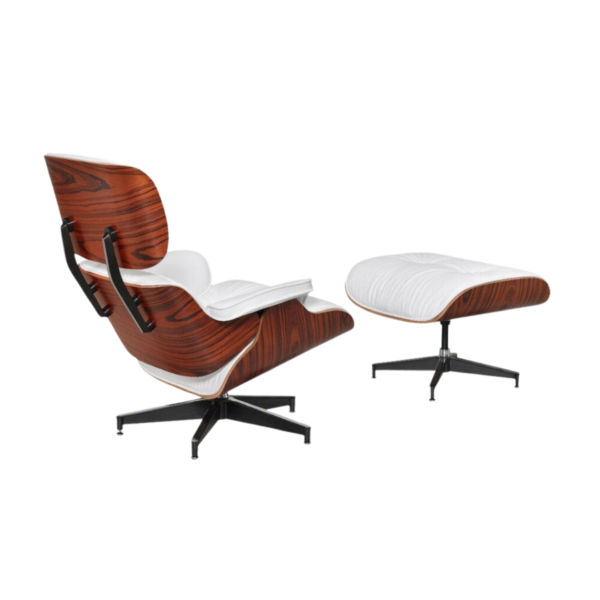 Back View of Eames Lounge Chair with 7-Ply Rosewood Veneer Frame – A durable and stylish design ensuring strength and longevity.