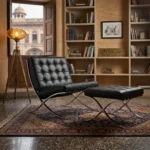 by eman black barcelona chair front view