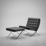 Black Barcelona Chair side view — Italian leather chrome X frame