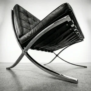 by eman black barcelona chair with footrest