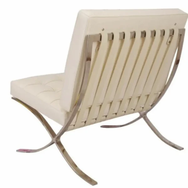 Cream Tan Barcelona Chair angle view — neutral warm leather modernist design