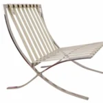 Cream Tan Barcelona Chair chrome X frame detail — mirror polished