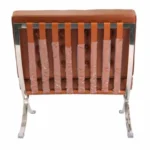 Tan Brown Barcelona Chair angle view — golden brown leather modernist design