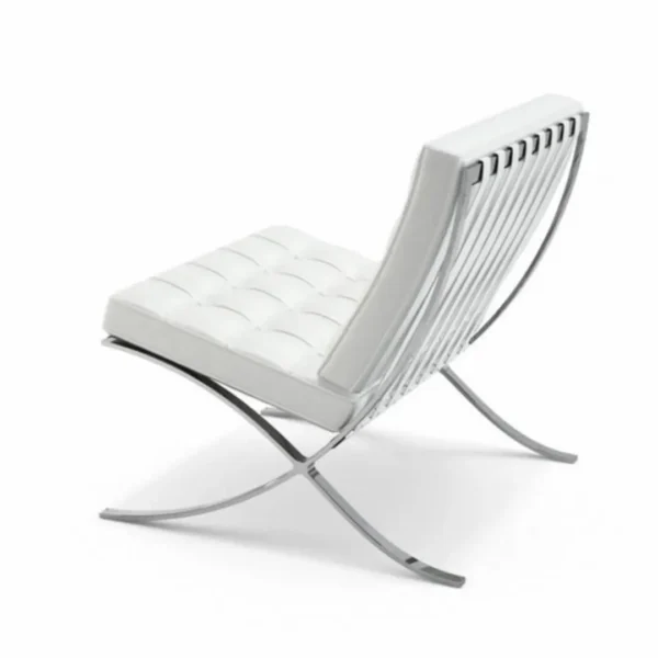 White Barcelona Chair three quarter angle — 1 on 1 Mies replica UK