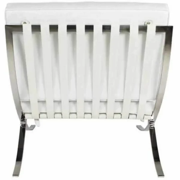 White Barcelona Chair chrome X frame detail — hand polished mirror finish