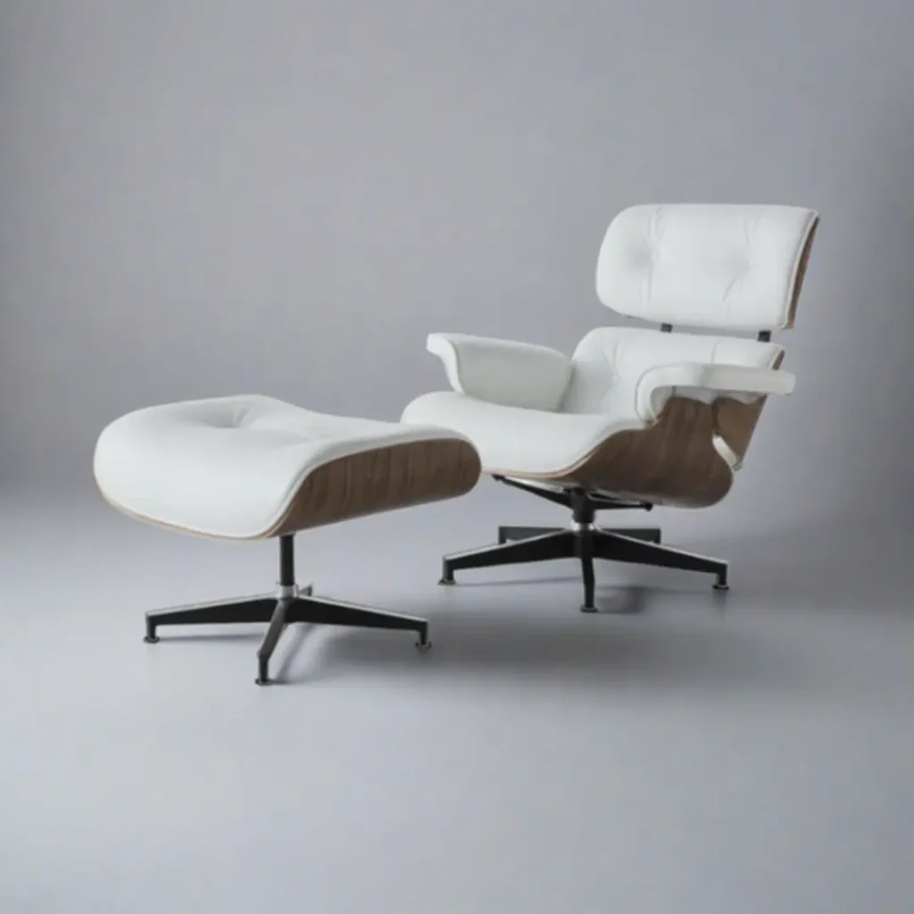 eames lounge chair replica uk walnut white black base front view