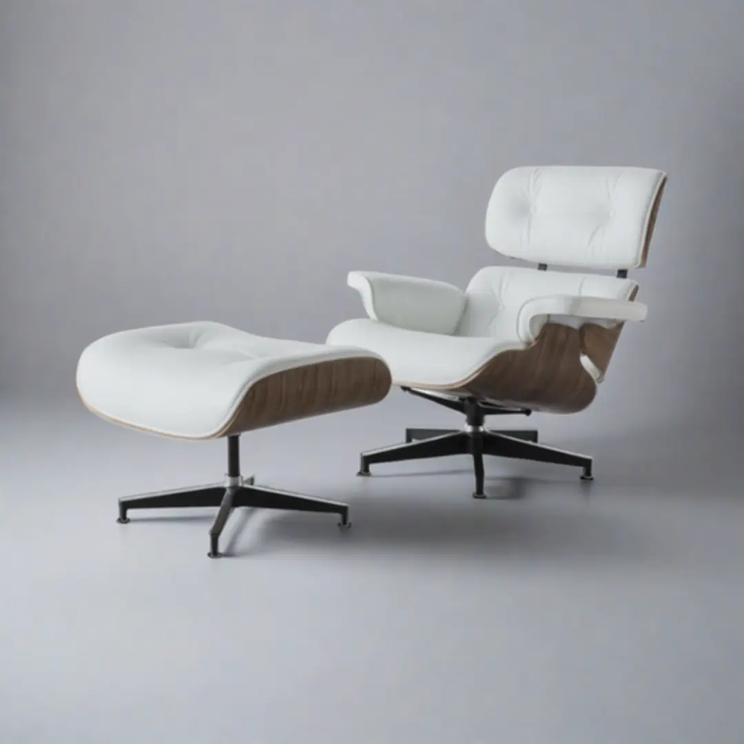 charles-eames-classic-white-walnut-front-view eames lounge chair replica uk walnut white black base front view