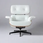 charles eames classic lounge chair walnut white leather side profile