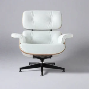 charles eames classic lounge chair walnut white leather side profile