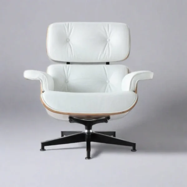charles eames classic lounge chair walnut white leather side profile