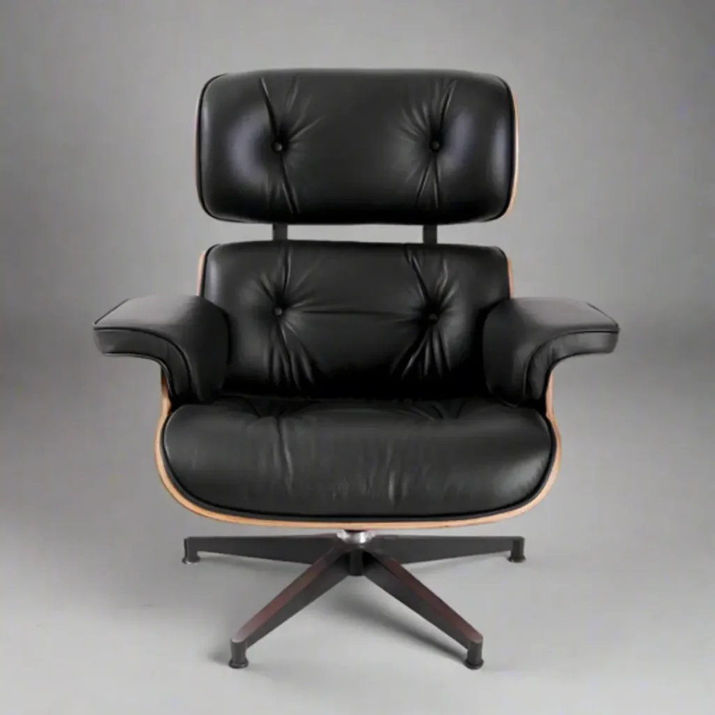 charles eames lounge chair rosewood black leather black base side profile house of furnishes by eman