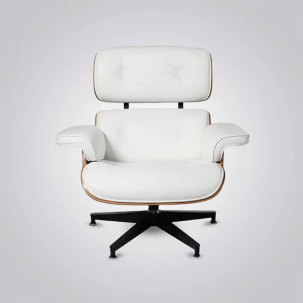 lounge chair charles and ray eames rosewood white leather black base back angled view house of furnishes by eman