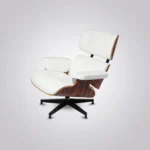 lounge chair charles and ray eames rosewood white leather black base shell close-up house of furnishes by eman
