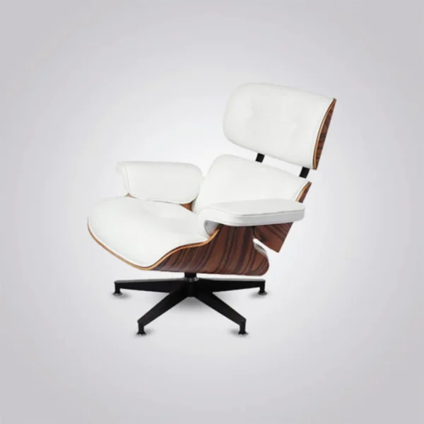 lounge chair charles and ray eames rosewood white leather black base shell close-up house of furnishes by eman
