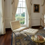 Cream Tan Barcelona Chair front view — Mies Van Der Rohe replica UK