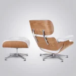 eames chair lounge chair ash wood white leather chrome base shell close-up house of furnishes by eman