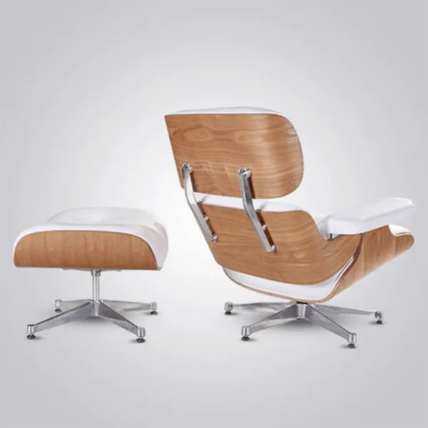 eames chair lounge chair ash wood white leather chrome base shell close-up house of furnishes by eman