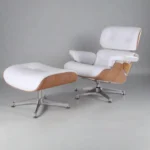 eames chair lounge chair ash wood white leather chrome base front view house of furnishes by eman