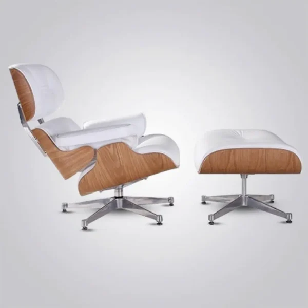 eames chair lounge chair ash wood white leather chrome base cushion detail house of furnishes by eman