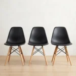 Black dining chairs set of 6 around a modern dining table