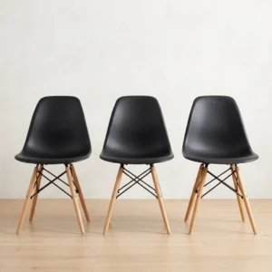 Black dining chairs set of 6 around a modern dining table