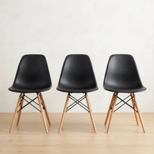 Black dining chairs set of 6 around a modern dining table
