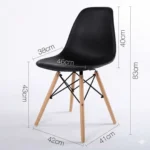 Eames style black dining chairs back view — durable stackable design