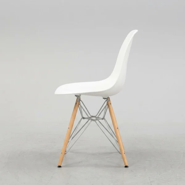 White dining chair set of 6 in a modern kitchen setting — Eames DSW classic design-by-eman