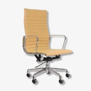 Cream Eames Office Chair EA119 Chrome Aluminium Base Side View – House of Furnishes