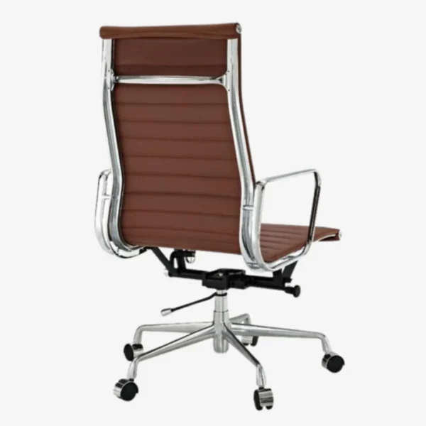 Eames Chairs Brown Leather EA119 High Back Rear Angle – House of Furnishes